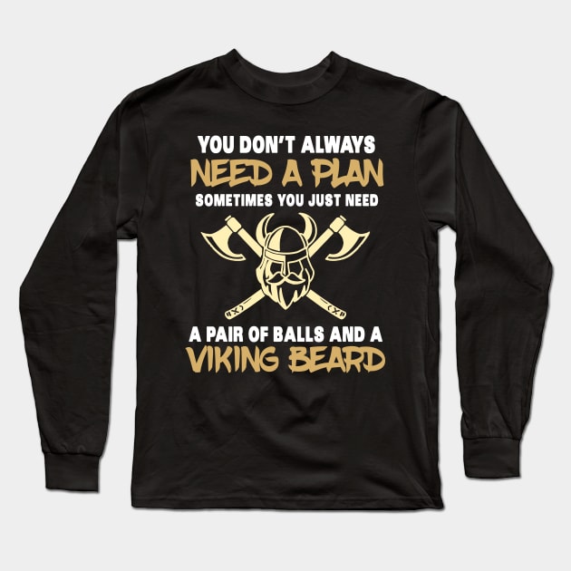 VIKING GIFT: Viking Beard Long Sleeve T-Shirt by woormle